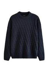 Next Rundhalspullover Regular Fit Dunkelblau/Blau