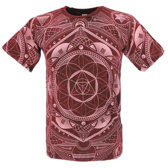 Guru-Shop T-Shirt Tibet & Buddhist Art T-Shirt Dunkelrot/Rot/Bordeaux