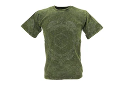 Guru-Shop T-Shirt Tibet & Buddhist Art T-Shirt Dunkelgrün/Grün/Neonfarben