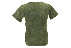 Guru-Shop T-Shirt Tibet & Buddhist Art T-Shirt Dunkelgrün/Grün/Neonfarben