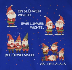 Shirtracer Rundhalsshirt Ein Glühwein Zwei Glühwein Blau/Rosa