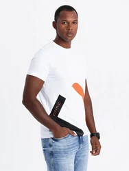 OMBRE Print-Shirt Doppellogo Orange/Weiß/Creme