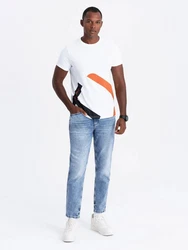 OMBRE Print-Shirt Doppellogo Orange/Weiß/Creme