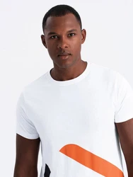 OMBRE Print-Shirt Doppellogo Orange/Weiß/Creme