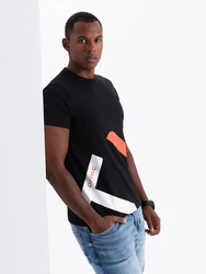 OMBRE Print-Shirt Doppellogo Schwarz/Orange