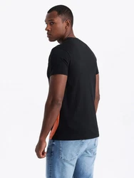OMBRE Print-Shirt Doppellogo Schwarz/Orange