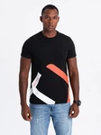 OMBRE Print-Shirt Doppellogo Schwarz/Orange