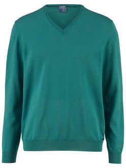 OLYMP V-Ausschnitt Pullover Strick Casual Türkis/Grün