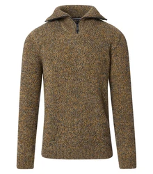 CASAMODA Troyer Sweatjacke Braun/Dunkelgrün/Gelb/Beige