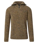 CASAMODA Troyer Sweatjacke Braun/Dunkelgrün/Gelb/Beige