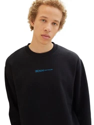 TOM TAILOR Denim Sweatshirt mit Logoprint Hellblau/Schwarz/Dunkelblau/Beige