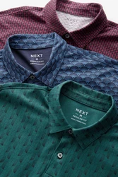 Next Poloshirt Poloshirts aus Jersey im 3er-Pack Dunkelrot/Bordeaux/Mischfarben/Braun/Hellblau