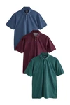 Next Poloshirt Poloshirts aus Jersey im 3er-Pack Dunkelrot/Bordeaux/Mischfarben/Braun/Hellblau