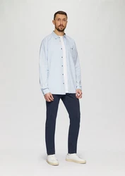s.Oliver Langarmhemd Regular Fit mit Button-Down-Kragen Hellblau/Blau