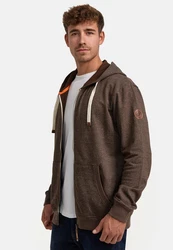 Indicode Sweatjacke INBaustian Grau/Dunkelbraun/Khaki/Braun/Rot