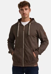 Indicode Sweatjacke INBaustian Grau/Dunkelbraun/Khaki/Braun/Rot