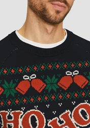 s.Oliver Strickpullover Weihnachtspullover Mischfarben/Dunkelblau/Schwarz/Blau/Lila/Hellblau