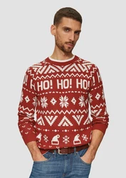 s.Oliver Strickpullover Weihnachtspullover Dunkelrot/Braun/Rot/Bordeaux