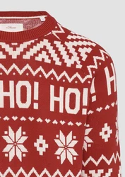 s.Oliver Strickpullover Weihnachtspullover Dunkelrot/Braun/Rot/Bordeaux