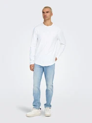 ONLY & SONS Longsleeve Langarm-Shirt Rundhals 8307 Wei (8307)