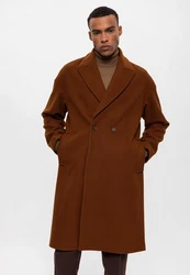 Antioch Wintermantel Double Breasted Braun/Orange
