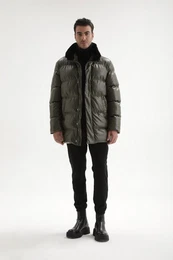 Winterjacke Faux Leather Long Puffer Jacket