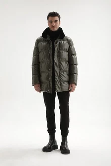 Antioch Winterjacke Faux Leather Long Puffer Jacket