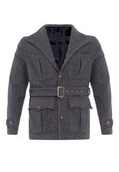 Antioch Winterjacke Lapel Collar Belt Detailed Coat Dunkelgrau/Dunkelblau/Grau