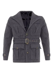 Antioch Winterjacke Lapel Collar Belt Detailed Coat Dunkelgrau/Dunkelblau/Grau