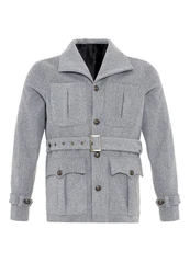 Antioch Winterjacke Lapel Collar Belt Detailed Coat Grau