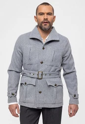 Antioch Winterjacke Lapel Collar Belt Detailed Coat Grau