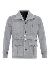 Antioch Winterjacke Lapel Collar Belt Detailed Coat Grau
