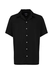 Antioch Blusenshirt Lapel Collar Short Sleeve Shirt Schwarz