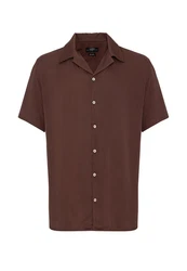 Antioch Blusenshirt Lapel Collar Short Sleeve Shirt Braun/Dunkelbraun/Dunkelrot
