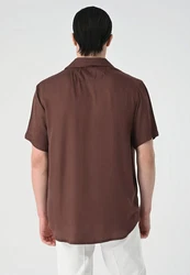 Antioch Blusenshirt Lapel Collar Short Sleeve Shirt Braun/Dunkelbraun/Dunkelrot
