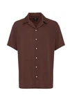 Antioch Blusenshirt Lapel Collar Short Sleeve Shirt Braun/Dunkelbraun/Dunkelrot