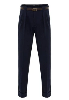 Antioch 7/8-Strandhose High Waist Belt Detailed Trousers Dunkelblau/Blau/Hellblau