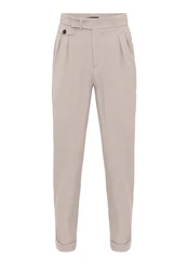 Antioch 7/8 Strandhose High Waist Pleated Casual Trousers Beige/Khaki/Braun