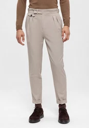 Antioch 7/8 Strandhose High Waist Pleated Casual Trousers Beige/Khaki/Braun