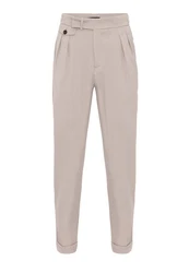 Antioch 7/8 Strandhose High Waist Pleated Casual Trousers Beige/Khaki/Braun