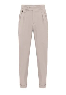 Antioch 7/8 Strandhose High Waist Pleated Casual Trousers Beige/Khaki/Braun
