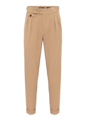 Antioch 7/8 Strandhose High Waist Pleated Casual Trousers Beige/Khaki/Braun