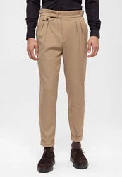 Antioch 7/8 Strandhose High Waist Pleated Casual Trousers Beige/Khaki/Braun