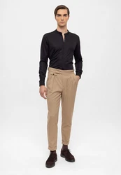 Antioch 7/8 Strandhose High Waist Pleated Casual Trousers Beige/Khaki/Braun