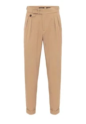 Antioch 7/8 Strandhose High Waist Pleated Casual Trousers Beige/Khaki/Braun