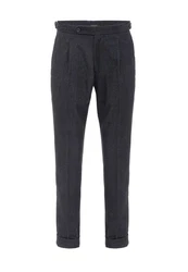 Antioch 7/8-Strandhose High Waist Pleated Trousers Dunkelgrau/Dunkelblau/Grau