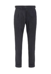 Antioch 7/8-Strandhose High Waist Pleated Trousers Dunkelgrau/Dunkelblau/Grau