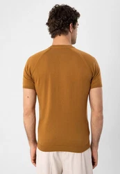 Antioch Poloshirt Mock Turtleneck Kurzarm Braun/Orange