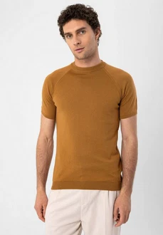Antioch Poloshirt Mock Turtleneck Kurzarm Braun/Orange Antioch Poloshirt Mock Turtleneck Kurzarm Braun/Orange