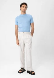 Antioch Poloshirt Mock Turtleneck Kurzarm Hellblau/Blau